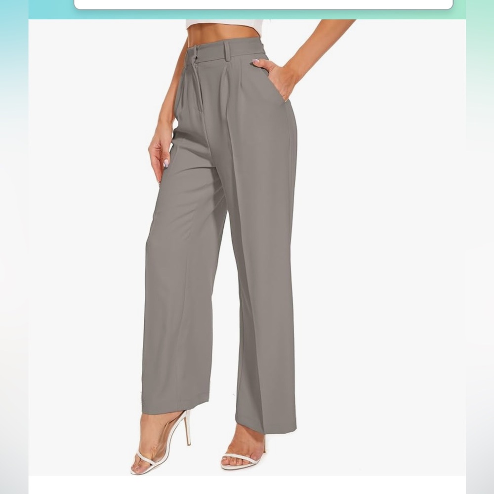 Women's Wide Leg High Waist Wide Leg Pants Loose Fit Back‎ Elastic Waist